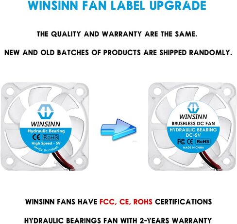 WINSINN 30mm RGB Fan 5V, LED Colorful 3D Printer Micro 5 Volt Fans 3010 Hydraulic Bearing, Brushless Cooling 30mmx10mm 2PIN (Pack of 4Pcs) in Saudi Arabia