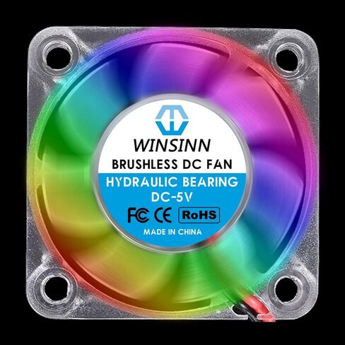 WINSINN 30mm RGB Fan 5V, LED Colorful 3D Printer Micro 5 Volt Fans 3010 Hydraulic Bearing, Brushless Cooling 30mmx10mm 2PIN (Pack of 4Pcs) in Saudi Arabia