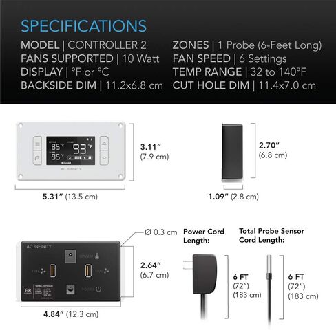 AC Infinity AIRPLATE T8 White, Quiet Cooling Dual-Fan System 6" with Thermostat Control, for Home Theater AV Cabinets in Saudi Arabia