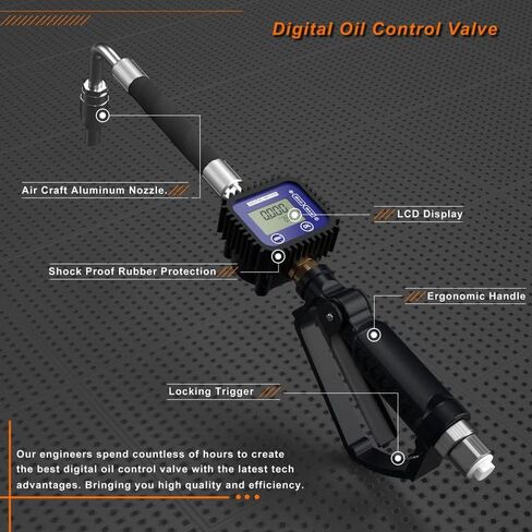 Air Operated Oil Control Valve Digital Meter Pneumatic Fuel Dispensing Nozzle Heavy Duty Transfer Gun Controller 1/2BSP 70Bar 50GPM in Kuwait