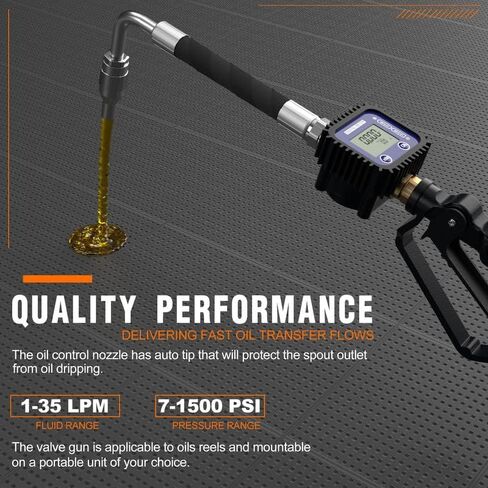 Air Operated Oil Control Valve Digital Meter Pneumatic Fuel Dispensing Nozzle Heavy Duty Transfer Gun Controller 1/2BSP 70Bar 50GPM in Kuwait