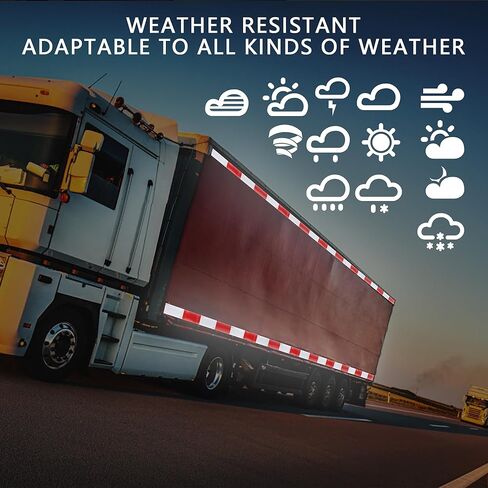 SWRT DOT-C2 شريط عاكس 2 بوصة × 30 قدم أحمر أبيض شريط عاكس في الهواء الطلق مقاوم للماء واضح لاصق قوي شريط عاكس تحذير السلامة شريط عاكس للمركبات والمقطورات والقوارب علامات in Kuwait