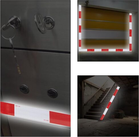 SWRT DOT-C2 شريط عاكس 2 بوصة × 30 قدم أحمر أبيض شريط عاكس في الهواء الطلق مقاوم للماء واضح لاصق قوي شريط عاكس تحذير السلامة شريط عاكس للمركبات والمقطورات والقوارب علامات in Kuwait