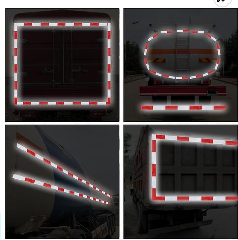 SWRT DOT-C2 شريط عاكس 2 بوصة × 30 قدم أحمر أبيض شريط عاكس في الهواء الطلق مقاوم للماء واضح لاصق قوي شريط عاكس تحذير السلامة شريط عاكس للمركبات والمقطورات والقوارب علامات in Kuwait