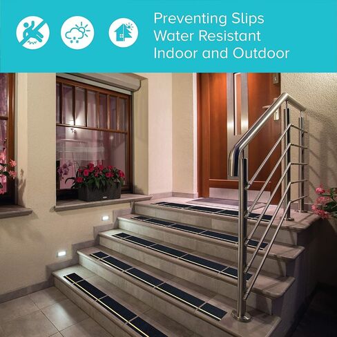 شريط جر مضاد للانزلاق من LifeGrip مع شريط عاكس، 4 بوصة × 30 قدم، أفضل شريط قبضة غير قابل للانزلاق، مداس خارجي غير قابل للانزلاق، لاصق كاشط عالي الاحتكاك لخطوات السلالم، أسود in Kuwait