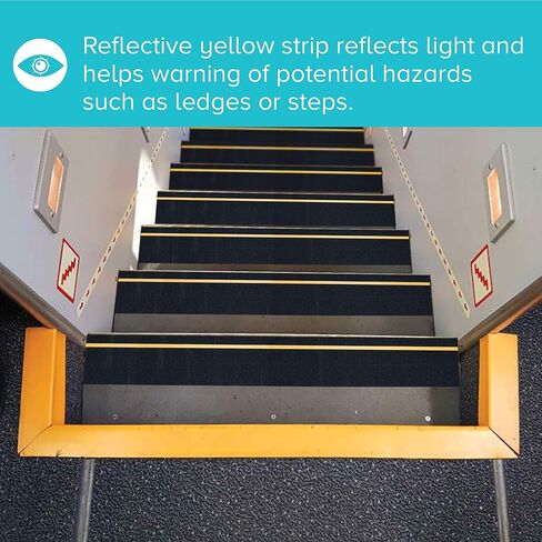 شريط جر مضاد للانزلاق من LifeGrip مع شريط عاكس، 4 بوصة × 30 قدم، أفضل شريط قبضة غير قابل للانزلاق، مداس خارجي غير قابل للانزلاق، لاصق كاشط عالي الاحتكاك لخطوات السلالم، أسود in Kuwait