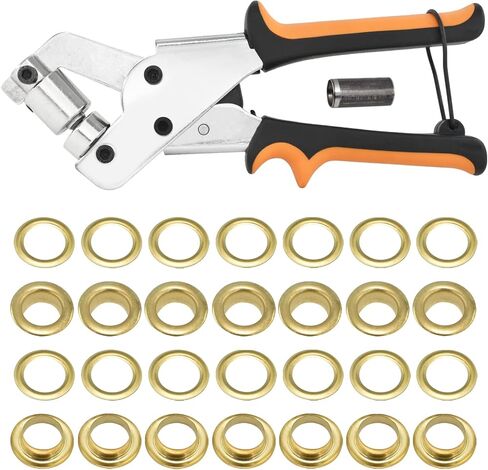 3/8 Inch 10mm Grommet Tool Kit Heavy Duty Handheld Grommet Press Pliers Easy and Safe to Punch Eyelet Hole Eyelet Plier with 500pcs Golden Grommets for Fabrics, Canvas, awnings in Kuwait