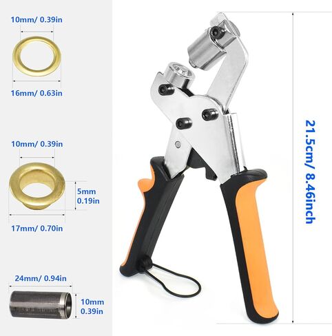 3/8 Inch 10mm Grommet Tool Kit Heavy Duty Handheld Grommet Press Pliers Easy and Safe to Punch Eyelet Hole Eyelet Plier with 500pcs Golden Grommets for Fabrics, Canvas, awnings in Kuwait