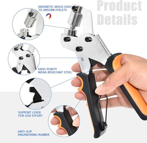 3/8 Inch 10mm Grommet Tool Kit Heavy Duty Handheld Grommet Press Pliers Easy and Safe to Punch Eyelet Hole Eyelet Plier with 500pcs Golden Grommets for Fabrics, Canvas, awnings in Kuwait