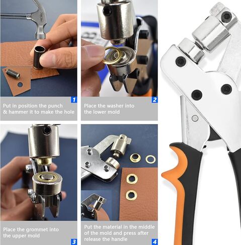 3/8 Inch 10mm Grommet Tool Kit Heavy Duty Handheld Grommet Press Pliers Easy and Safe to Punch Eyelet Hole Eyelet Plier with 500pcs Golden Grommets for Fabrics, Canvas, awnings in Kuwait