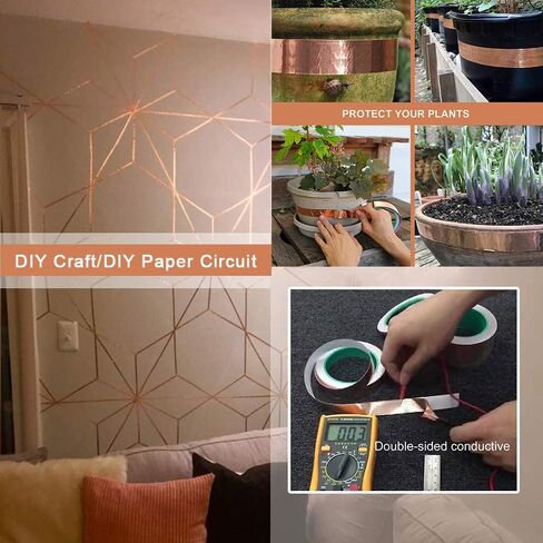 شريط من رقائق النحاس، لاصق موصل للحماية من اي ام اي، طارد البزاقات، الدوائر الورقية، الاصلاحات الكهربائية، الارض (1/4 انش) 4 نحاس AIT002 in Kuwait