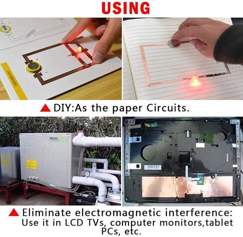 شريط من رقائق النحاس، لاصق موصل للحماية من اي ام اي، طارد البزاقات، الدوائر الورقية، الاصلاحات الكهربائية، الارض (1/4 انش) 4 نحاس AIT002 in Kuwait