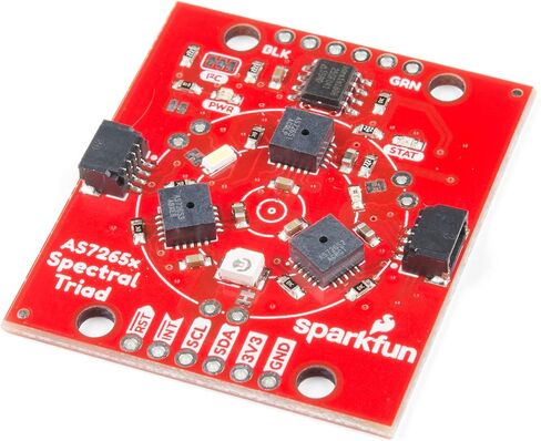 جهاز استشعار SparkFun Triad Spectroscopy - AS7265x يجمع الفحص البصري بين مصابيح LED المرئية للأشعة فوق البنفسجية والأشعة تحت الحمراء مع ثلاثة أجهزة استشعار طيفية Vcc 3.3V Qwiic I2C Serial Breadboardable أو لا يتطلب لحام in Saudi Arabia