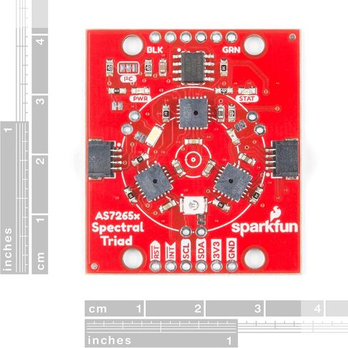 جهاز استشعار SparkFun Triad Spectroscopy - AS7265x يجمع الفحص البصري بين مصابيح LED المرئية للأشعة فوق البنفسجية والأشعة تحت الحمراء مع ثلاثة أجهزة استشعار طيفية Vcc 3.3V Qwiic I2C Serial Breadboardable أو لا يتطلب لحام in Saudi Arabia