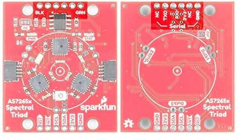 جهاز استشعار SparkFun Triad Spectroscopy - AS7265x يجمع الفحص البصري بين مصابيح LED المرئية للأشعة فوق البنفسجية والأشعة تحت الحمراء مع ثلاثة أجهزة استشعار طيفية Vcc 3.3V Qwiic I2C Serial Breadboardable أو لا يتطلب لحام in Saudi Arabia