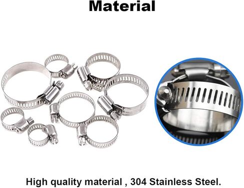 مجموعة متنوعة من 65 قطعة 304 من الفولاذ المقاوم للصدأ قابل للتعديل 8-44 مم نطاق دودة خرطوم التروس مجموعة متنوعة من مشابك خط الوقود لأنابيب المياه والسباكة والاستخدام الميكانيكي والسيارات in Kuwait