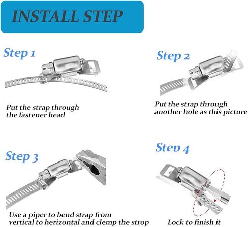 مشبك خرطوم قابل للتعديل، حزام مشبك دودي من الستانلس ستيل 304 مع 8 مثبتات، مشبك خرطوم قابل للقص ليناسب الانبوب، مشبك انبوب الهواء، مشابك خرطوم محرك دودة، 11.5 قدم in Kuwait