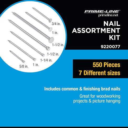 Prime-Line 9220077 Nail Assortment Kit. Plastic Compartment Box Includes Common, Finish (Single Pack) in Saudi Arabia