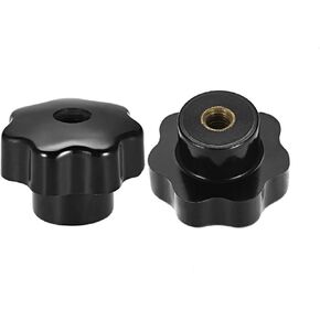 2pcs M10 x 40 mm Star Knob Female with Brass Insert, Bakelite Thread Clamping Knob, Star Knob Grip Handle for Machinery Latche(Black)