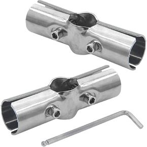 2 Sets 1inch,4 way Pipe Clamp, 4-way Metal Connectors, for 4-Way Pipe Clamp end Rail Clamps (for 1" or 25MM OD, Silver)