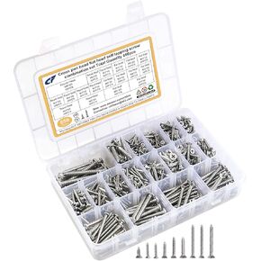 مجموعة أدوات تثبيت متنوعة من مسامير التنصت الذاتية، 650 قطعة 304 من الفولاذ المقاوم للصدأ M3/M4/M5/M6 طقم براغي معدنية مع صندوق تخزين، تشكيلة براغي خشبية من فيليبس in Kuwait