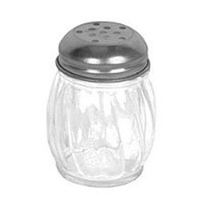 Thunder Group GLTWCS006P Cheese Shaker, 6 oz. Capacity, Swirled Glass Base, Stainless Steel Perforated top. Without Handle, Clear, Pack of 12 in Saudi Arabia