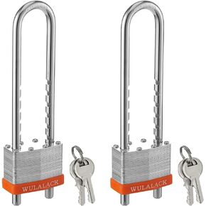 WULALACK 50mm Keyed Alike Laminated Padlock with Long Shackle, Key Lock with Adjustable Shackle,2 Pack in Saudi Arabia