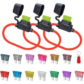 GNAWRISHING 12 AWG ATC/ATO حامل فيوز مضمن (3 قطع) ومصهر شفرة قياسي 5 قطع من كل 1A، 2A، 3A، 4A، 5A، 7.5A، 10A، 15A، 20A، 25A، 30A، 35A، 40A مجموعة متنوعة in Kuwait