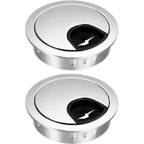 uxcell Cable Hole Cover, 2Inch/50mm Zinc Alloy Desk Wire Cord Cable Grommets Hole Cover for Office PC Desk Cable Cord Organizer, 2Pcs Bright Silver