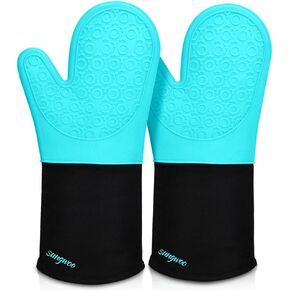 sungwoo Silicone Oven Mitts, Heat Resistant Oven Gloves with Quilted Liner Non-Slip Textured Grip Perfect for BBQ, Baking, Cooking and Grilling - 1 Pair 13.8 Inch Black in Saudi Arabia