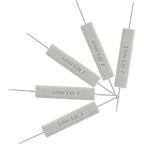 10PCS 10W 1 Ohm Ceramic Resistor, Power Resistor Assortment Cement Resistor Kit Wirewound Resistor
