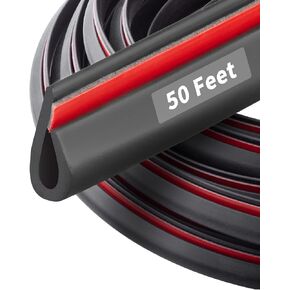 20 Feet Rubber Edge Trim Door Seal Strip, Self-Adhesive Rubber U Channel Weather Stripping for Car Doors, Hatches, and Glass, Steel Plates, Easy Cut to Size(Black)