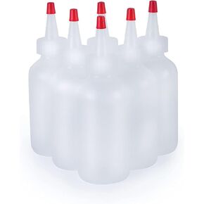 حاويات MHO | زجاجات توزيع المكياج البلاستيكية المستديرة بوسطن LDPE بسعة 4 أونصة مع أغطية يوركر ذات أطراف حمراء بطول 24 مترًا، مصنوعة في الولايات المتحدة الأمريكية - عبوة من 6 قطع in Kuwait