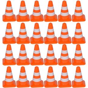 Kisangel Sand Toys Miniature Educational 30pcs Miniature Traffic Cones Mini Plastic Traffic Cones Orange Small Cones for Sand Table Engineering Construction Developmental Cupcake Toppers Mini Toys