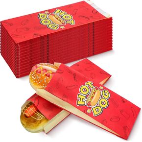 300 قطعة من اغطية الهوت دوغ بالجملة مقاس 3.5 × 1.5 × 9 انش، اكياس ورقية مقاومة للدهون للهوت دوج، اكياس ورقية للهوت دوج لمستلزمات الحفلات والوجبات الخفيفة وحوامل الطعام والشاحنات والطعام والطعام in Kuwait