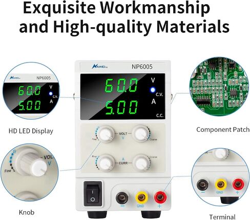 60V 5A Bench Power Supply Variable Precision Adjustable Regulated Power Supply 4-Bit LED Display for Lab Equipment, DIY Tool, Repair, Electronic Research，Powering E-Bike in Kuwait