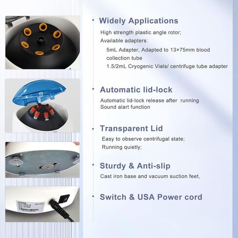 CF0506 Huwazine جهاز طرد مركزي منخفض السرعة لـ PRP PRF، جهاز طرد مركزي فوق الطاولة 5000 دورة في الدقيقة، زاوية دوارة 6x15mL، 10mL، 7mL، 1.5-5mL (أخضر) in Kuwait