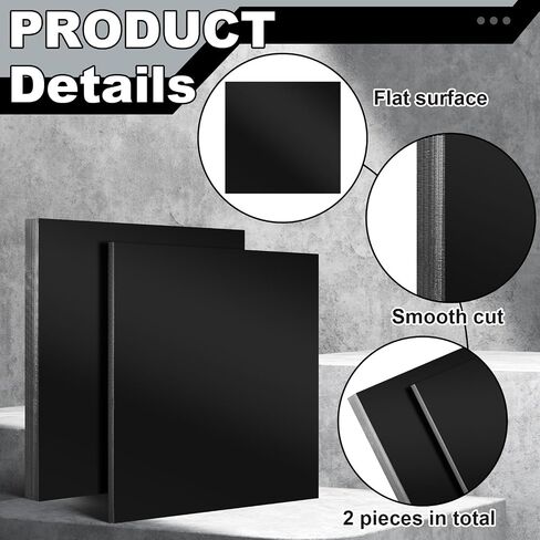 2 Pcs Black HDPE Sheet Size 12'' x 12'',1'' and 1/2'' Thick, High Density Polyethylene Plastic Sheets HDPE Board Hard Solid Plastic Block for DIY Projects Machining Home in Saudi Arabia