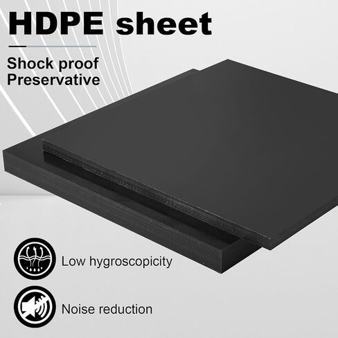 2 Pcs Black HDPE Sheet Size 12'' x 12'',1'' and 1/2'' Thick, High Density Polyethylene Plastic Sheets HDPE Board Hard Solid Plastic Block for DIY Projects Machining Home in Saudi Arabia