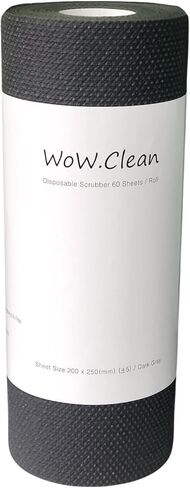 WoW.Clean Disposable Scrubber 60 Sheets, Daily Disposable Scrubber, Dish Towel, Multipurpose for dishwashing, House Cleaning and Camping (Darkgray) in Kuwait