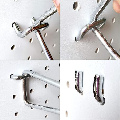 مجموعة ارفف بيجبورد من 3 ارفف شديدة التحمل ودعامات ستيل متينة بفتحات 1/4 انش - ارفف تنظيم الواح تثبيت مقاومة للبقع بلون ابيض - ملحقات لوح تثبيت للمنزل والجراج والحضانة in Kuwait