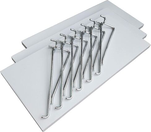 مجموعة ارفف بيجبورد من 3 ارفف شديدة التحمل ودعامات ستيل متينة بفتحات 1/4 انش - ارفف تنظيم الواح تثبيت مقاومة للبقع بلون ابيض - ملحقات لوح تثبيت للمنزل والجراج والحضانة in Kuwait