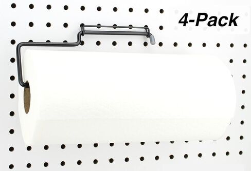 حامل مناشف ورقية من RightArrange، عبوتان - فولاذ، أسود - خطافات على أي لوح ربط - ملحق تنظيم Pegboard لسقيفة الأدوات، المرآب، طاولة العمل، المطبخ، غرفة الغسيل أو غرفة الحرف اليدوية in Kuwait