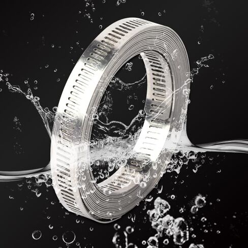 خرطوم المشبك الفولاذ المقاوم للصدأ DIY 11.5 قدم الربط المعدني مع الثقوب + 8 السحابات قابل للتعديل كبير خرطوم المشبك دودة والعتاد خرطوم المشابك الأنابيب المشبك الفرقة المشبك أنابيب الهواء المشبك لأنبوب كابل السيارات in Kuwait