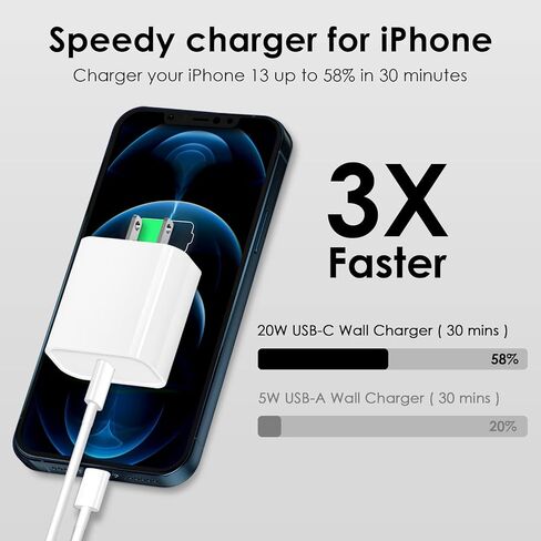 شاحن سريع iPhone 14 13 12 [معتمد من MFi] شاحن 10FT من النوع C 2 حزمة شاحن USB C بقوة 20 واط مع كابل شحن سريع لهاتف iPhone 14/14 Pro/13/13Pro Max/12/12 Pro Max/11/XS/XR/X / 8 بلس، آي باد in Kuwait