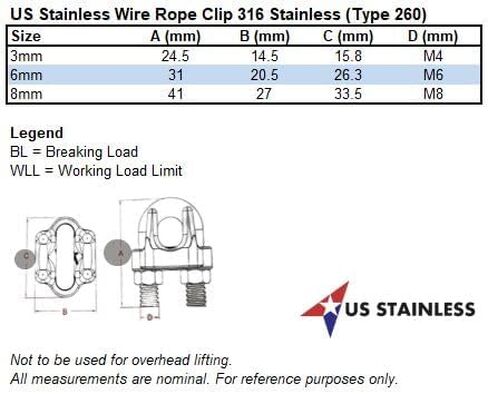 10 قطع من الفولاذ المقاوم للصدأ 316 1/8 بوصة 3 مم القياسية سلك حبل كليب الصف البحرية ل 1/8 بوصة سلك حبل in Kuwait