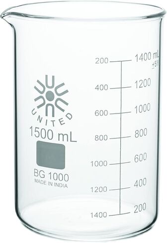 United Scientific™ BG1000-1500 Borosilicate Laboratory Grade Glass Beakers| Griffin Style Low Form Beaker | Graduated with Spout | Designed for Laboratories & Chemistry Classrooms| 1500mL Pack of 4 in Saudi Arabia