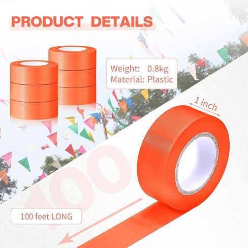 Newwiee 24 Pack 1 Inch x 100 ft Fluorescent Flagging Tape, Non Adhesive Ribbon for Tree Marking Boundaries and Hazardous Areas, Ideal for Surveying, Barricading, and Party Decorations (Purple) in Kuwait