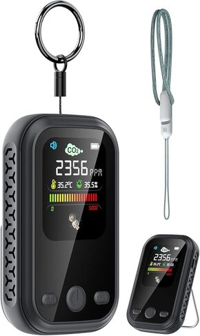 Portable CO2 Monitor Travel Air Quality Meter Sensor with Alarm, 3 in 1 Carbon Dioxide Indoor Detector Mini for Home Travel Camping RV Car with NDIR Tester Reader in Kuwait