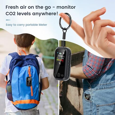 Portable CO2 Monitor Travel Air Quality Meter Sensor with Alarm, 3 in 1 Carbon Dioxide Indoor Detector Mini for Home Travel Camping RV Car with NDIR Tester Reader in Kuwait